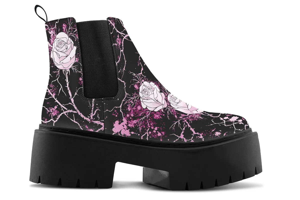 Amethyst Kintsugi Rose Platform Chelsea Boots - Image 3