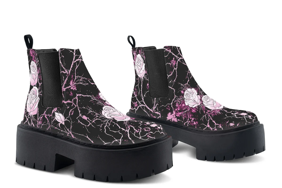 Amethyst Kintsugi Rose Platform Chelsea Boots - Image 5
