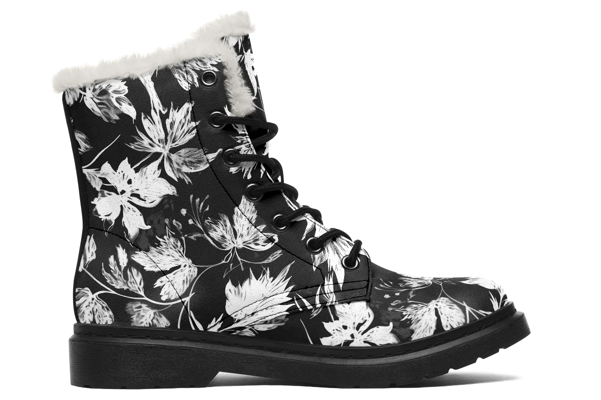 Black Faded Leaves Winter Boots - Image 2