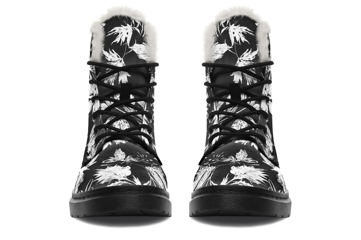 Black Faded Leaves Winter Boots - Image 3