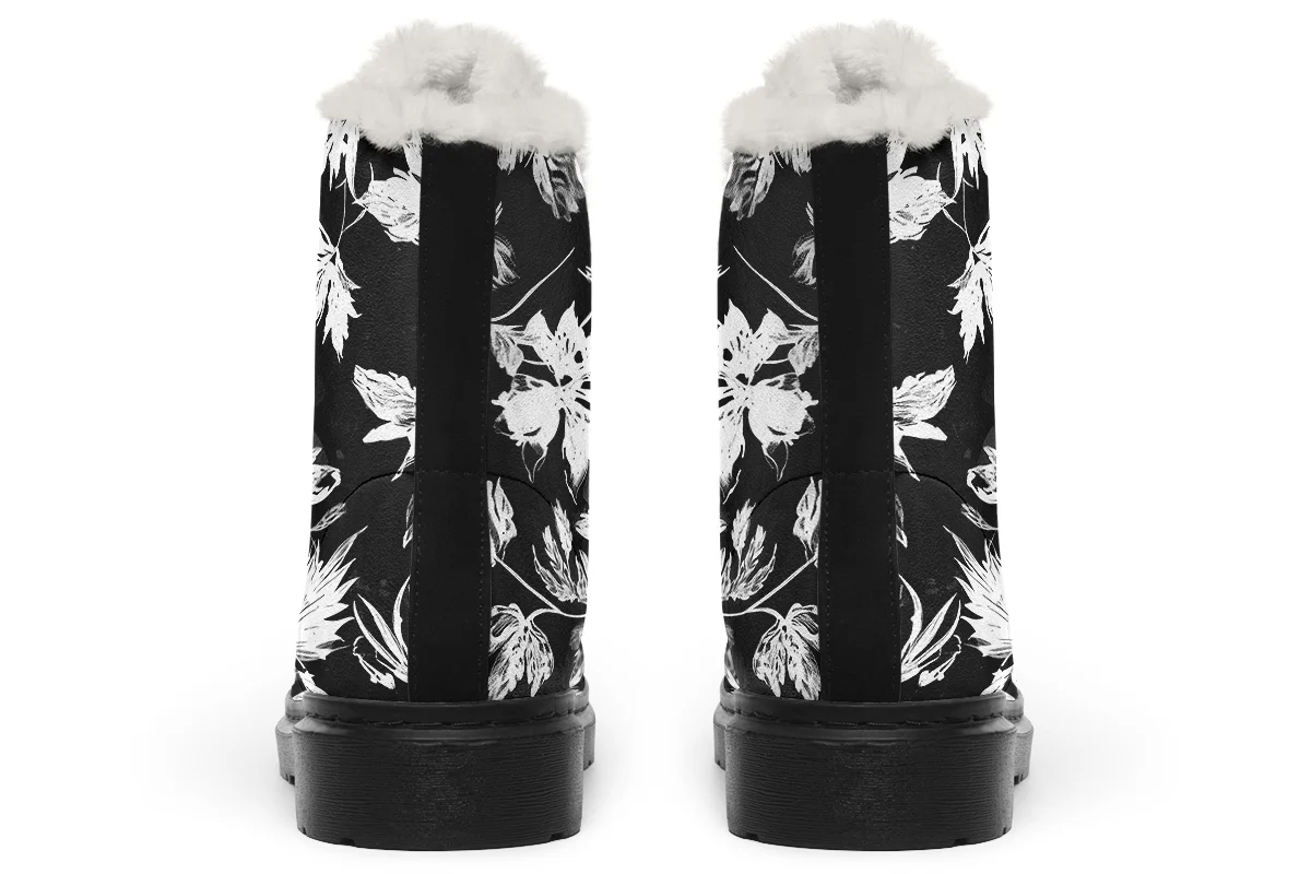 Black Faded Leaves Winter Boots - Image 4