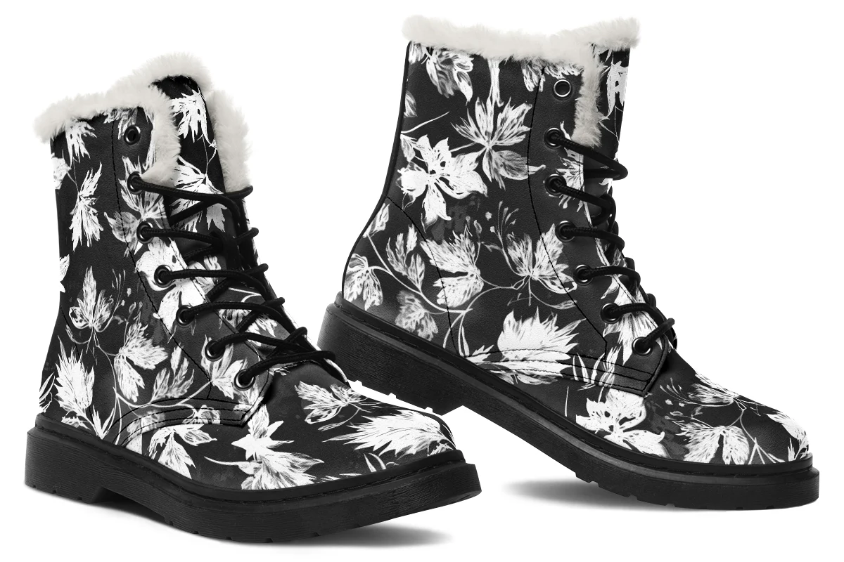 Black Faded Leaves Winter Boots - Image 5