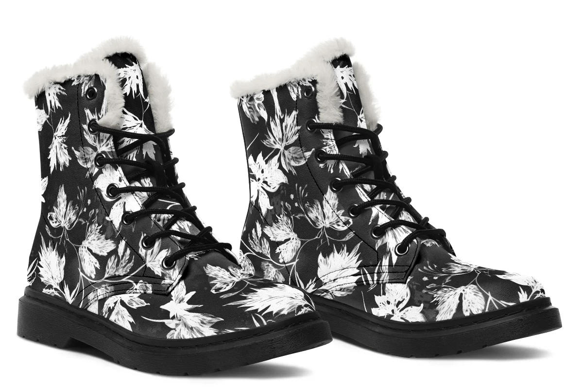 Black Faded Leaves Winter Boots - Image 6