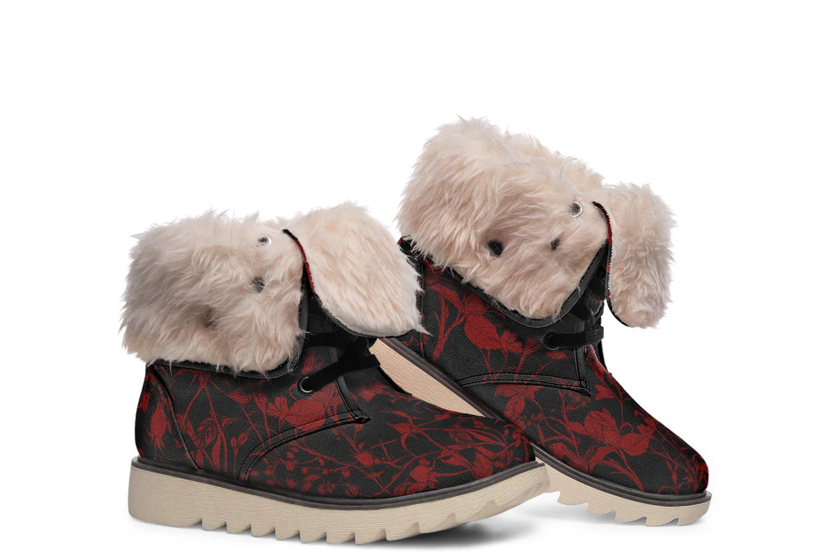 Blood Rose Romance Fold Over Winter Boots - Image 15