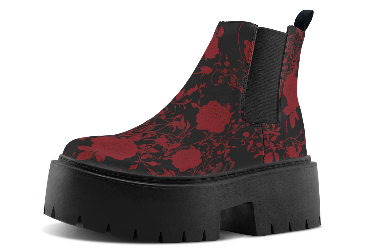 Blood Rose Romance Platform Chelsea Boots - Image 3