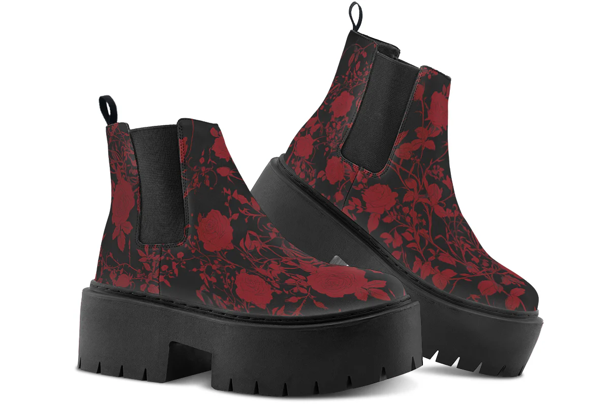 Blood Rose Romance Platform Chelsea Boots - Image 4
