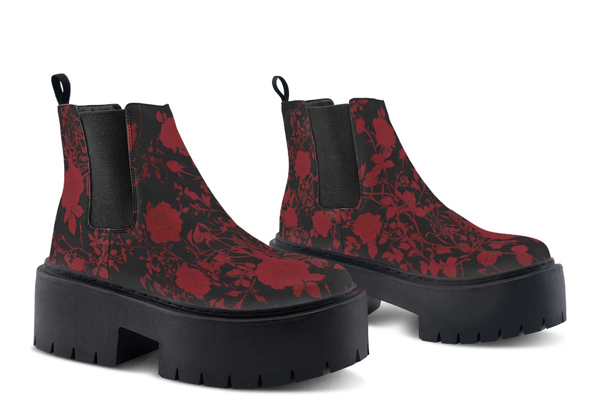 Blood Rose Romance Platform Chelsea Boots - Image 5