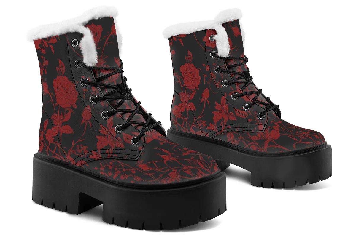 Blood Rose Romance Platform Winter Boots - Image 4