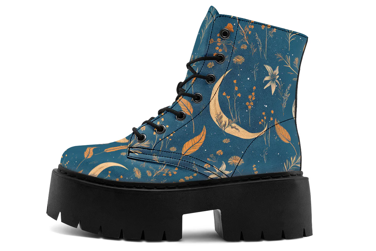 Blue Moonlit Botanica Platform Boots