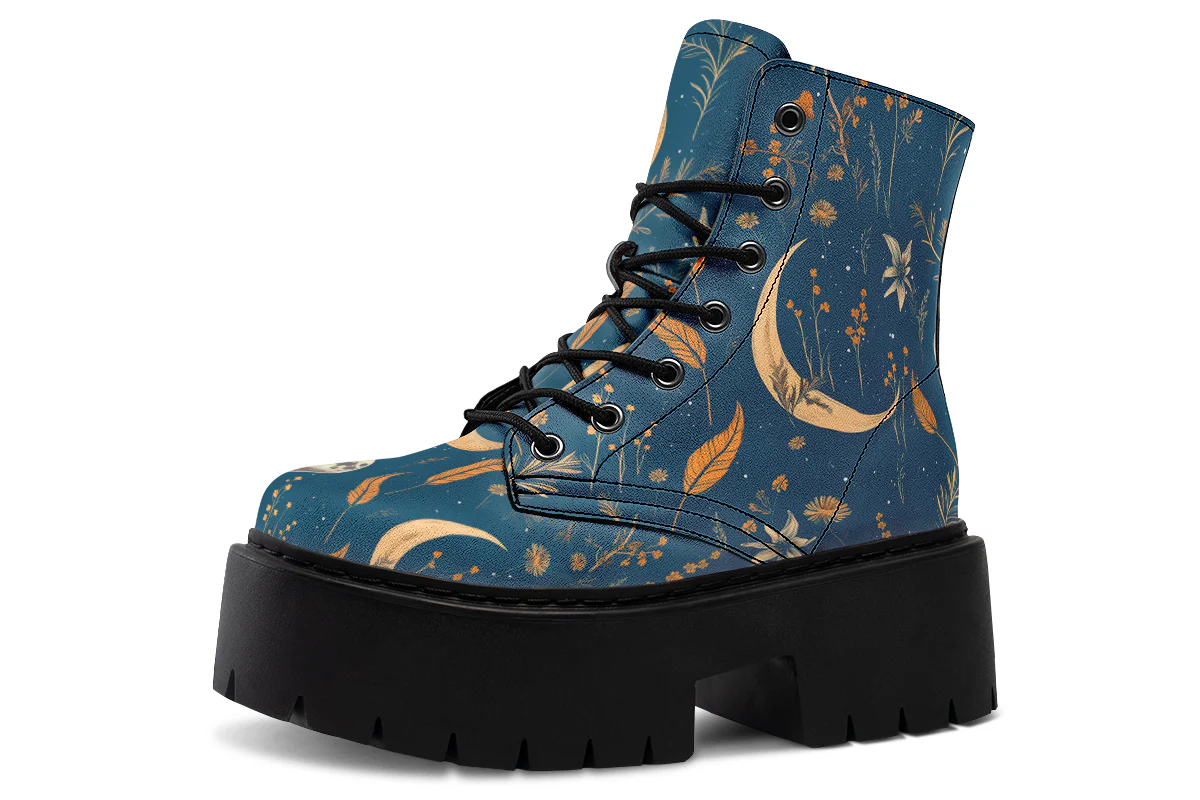 Blue Moonlit Botanica Platform Boots - Image 2