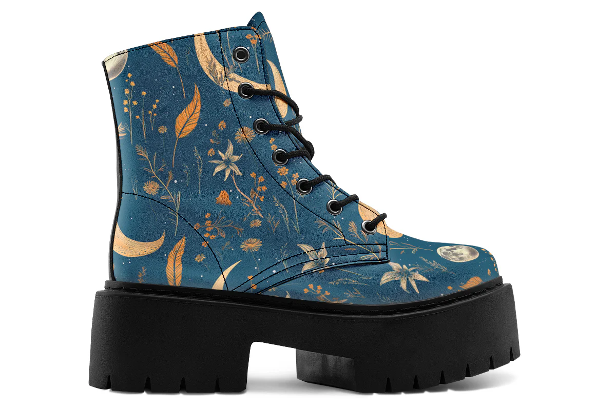 Blue Moonlit Botanica Platform Boots - Image 3
