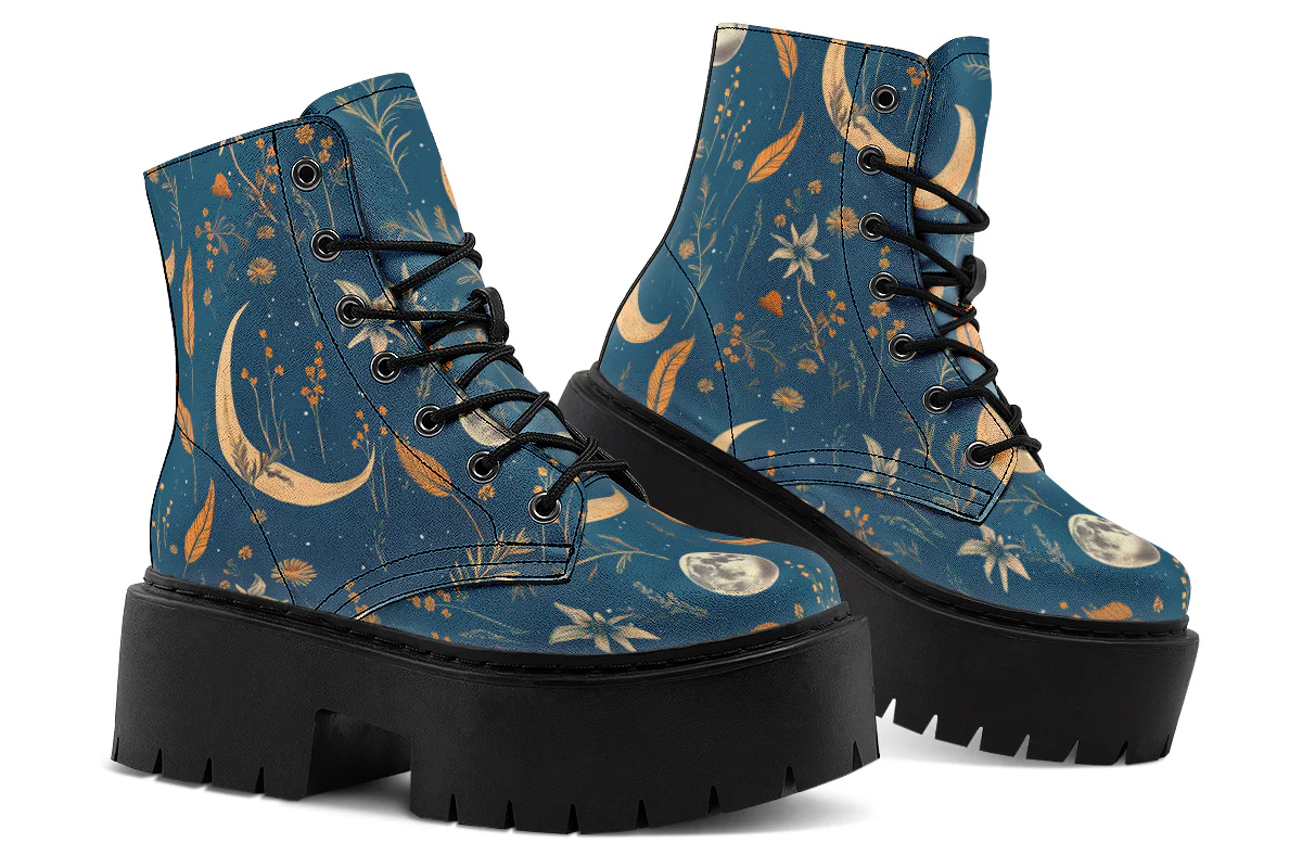Blue Moonlit Botanica Platform Boots - Image 5