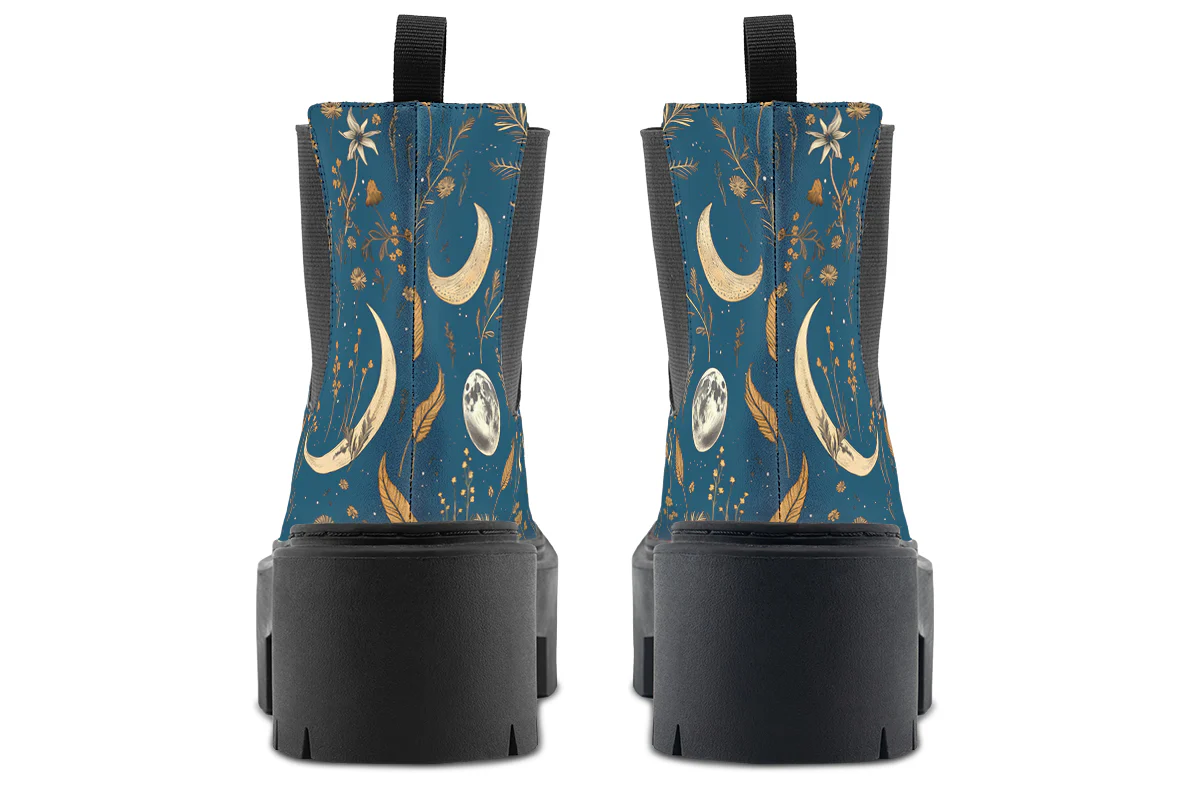 Blue Moonlit Botanica Platform Chelsea Boots - Image 6