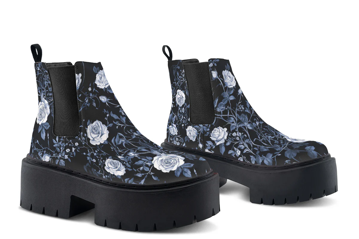 Blue Rose Romance Platform Chelsea Boots - Image 5