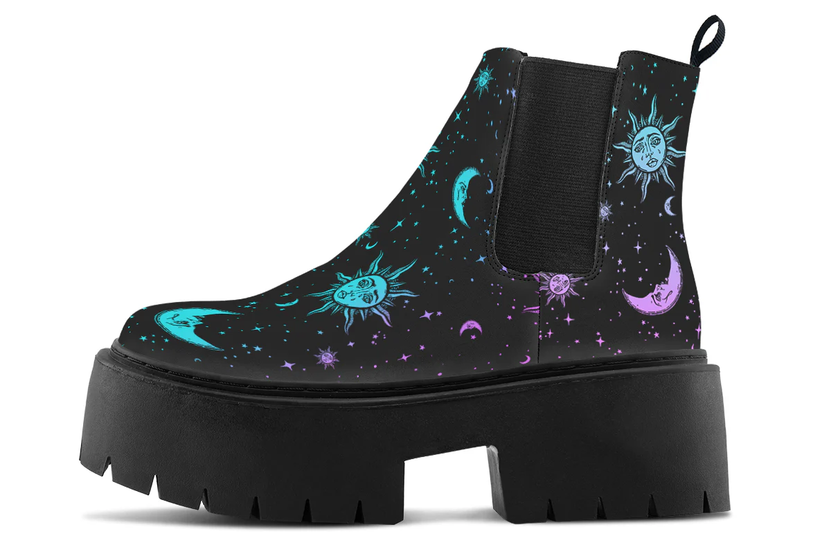 Celestial Pastel Platform Chelsea Boots