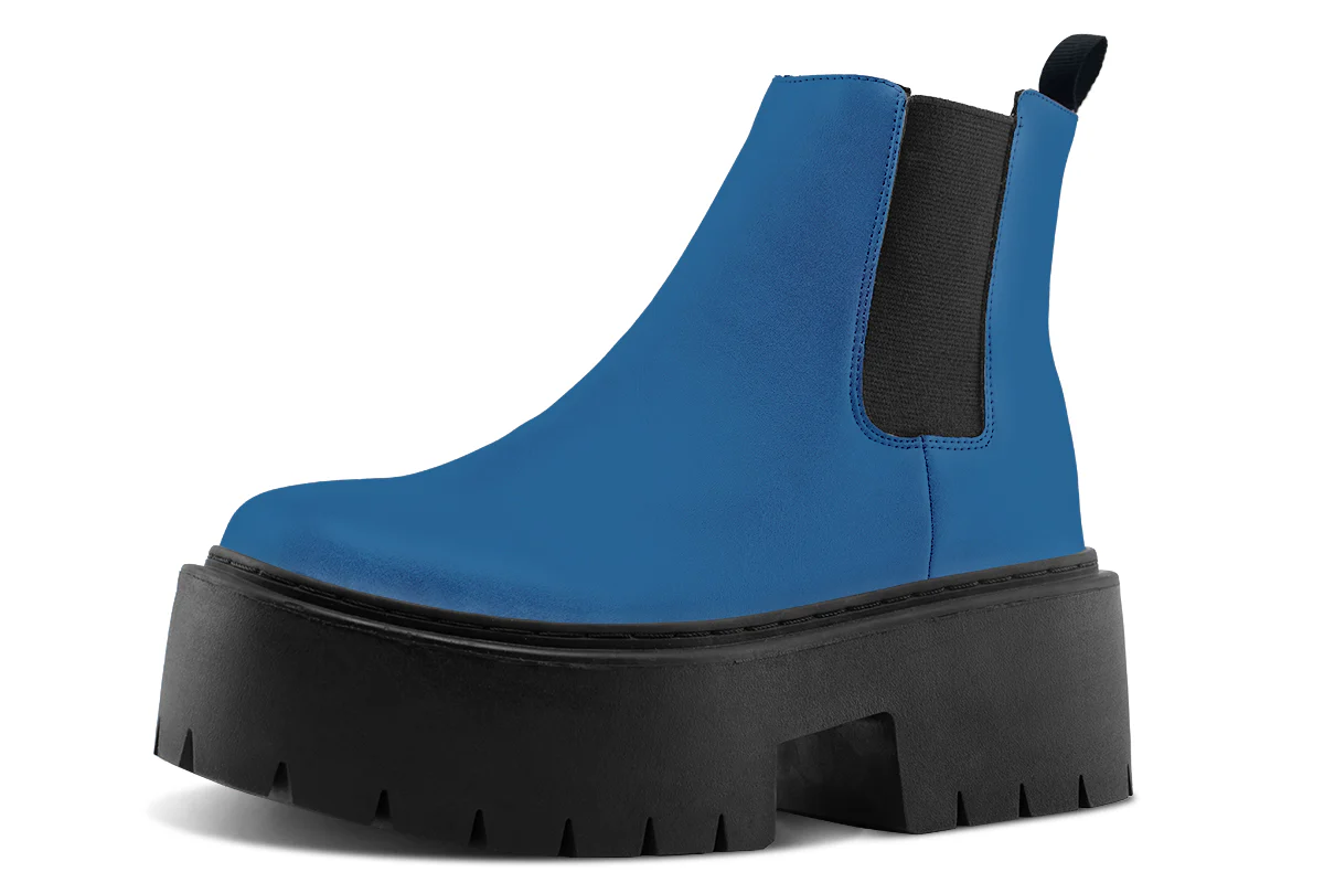 Cobalt Blue Platform Chelsea Boots - Image 2