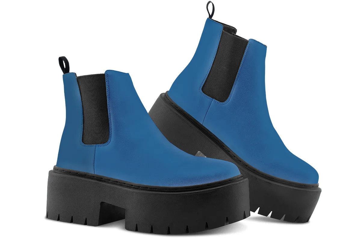 Cobalt Blue Platform Chelsea Boots - Image 4