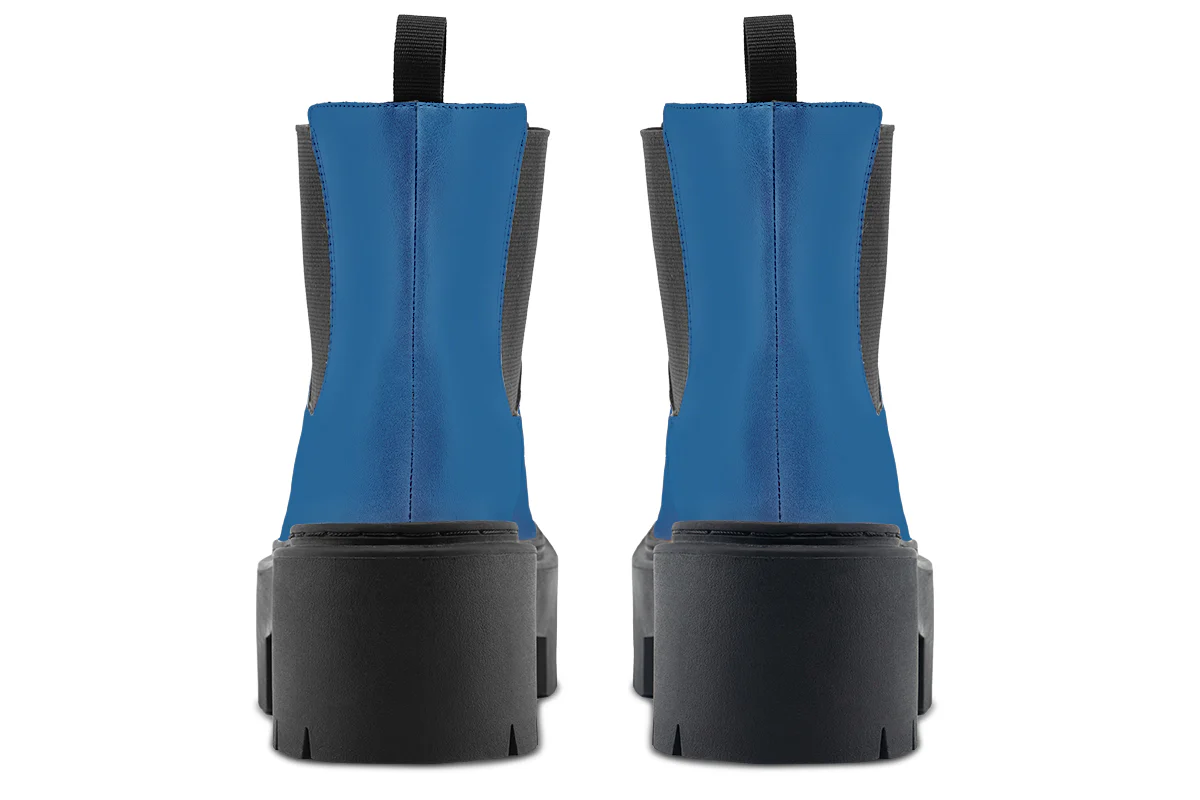Cobalt Blue Platform Chelsea Boots - Image 6