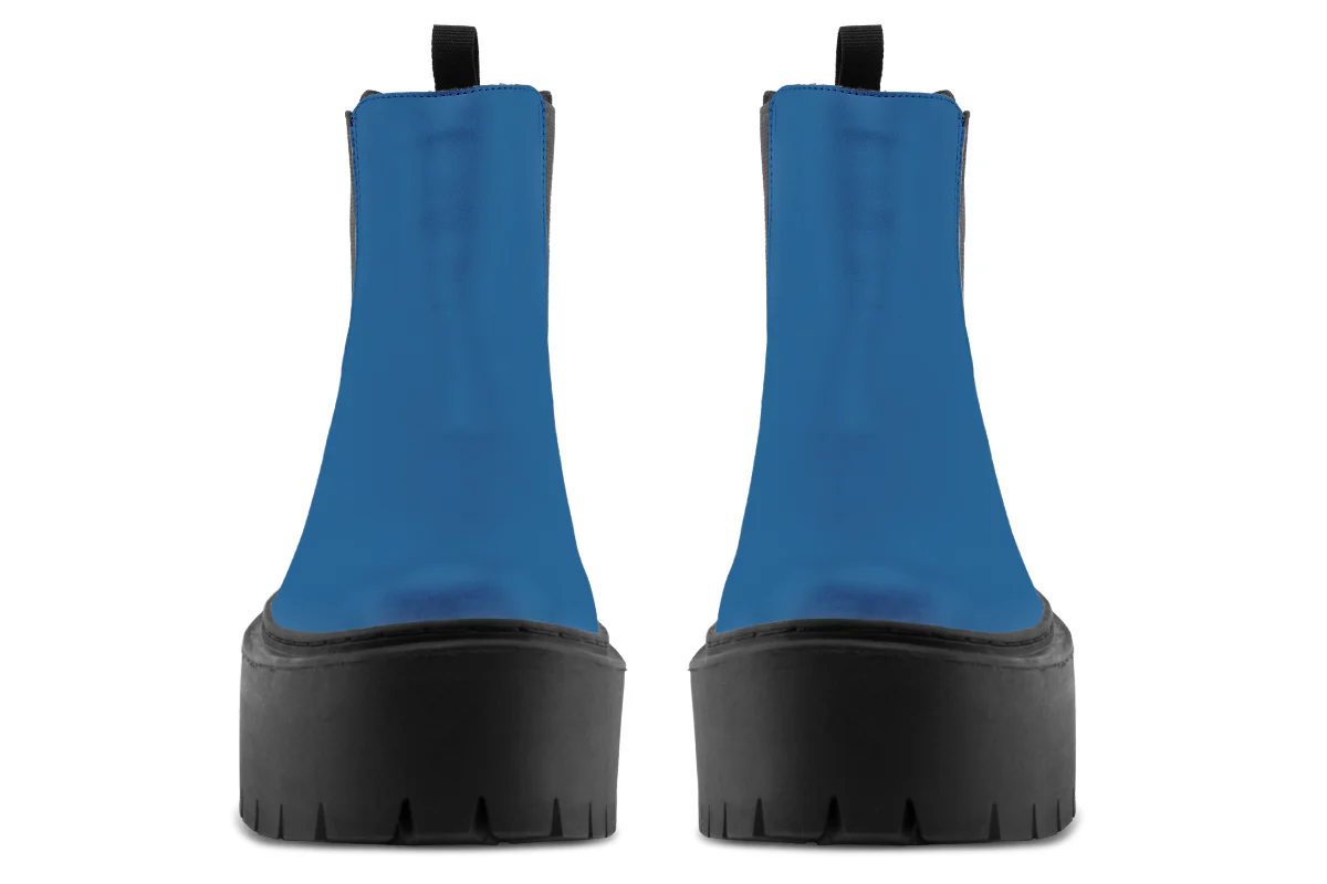 Cobalt Blue Platform Chelsea Boots - Image 7