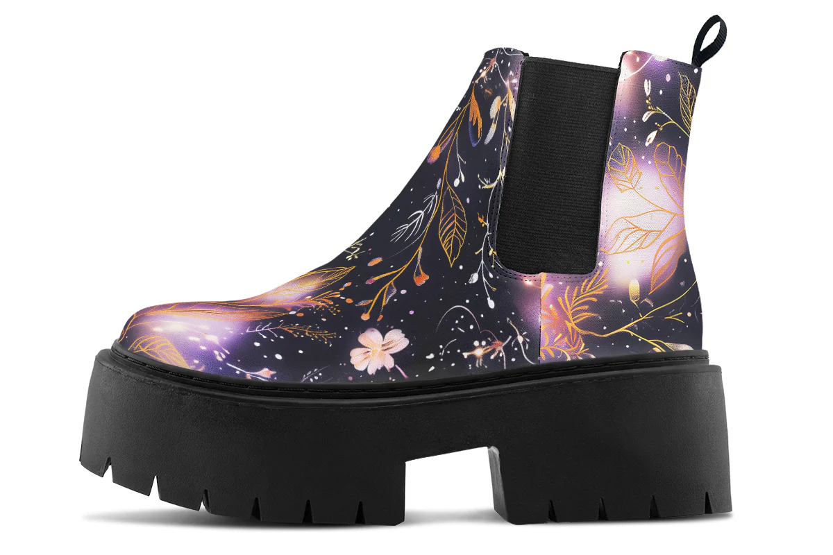 Cosmic Petals Platform Chelsea Boots