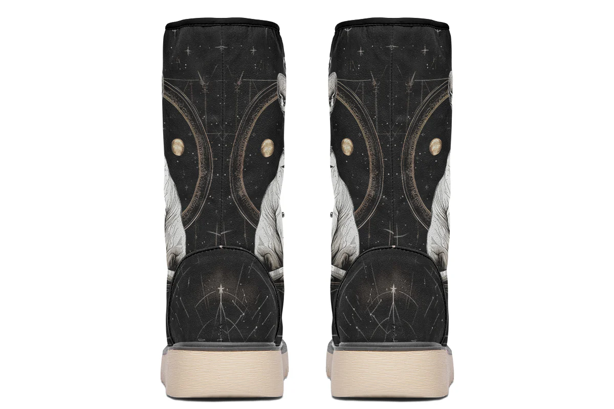 Cosmic Sphynx Cat Fold Over Winter Boots - Image 5
