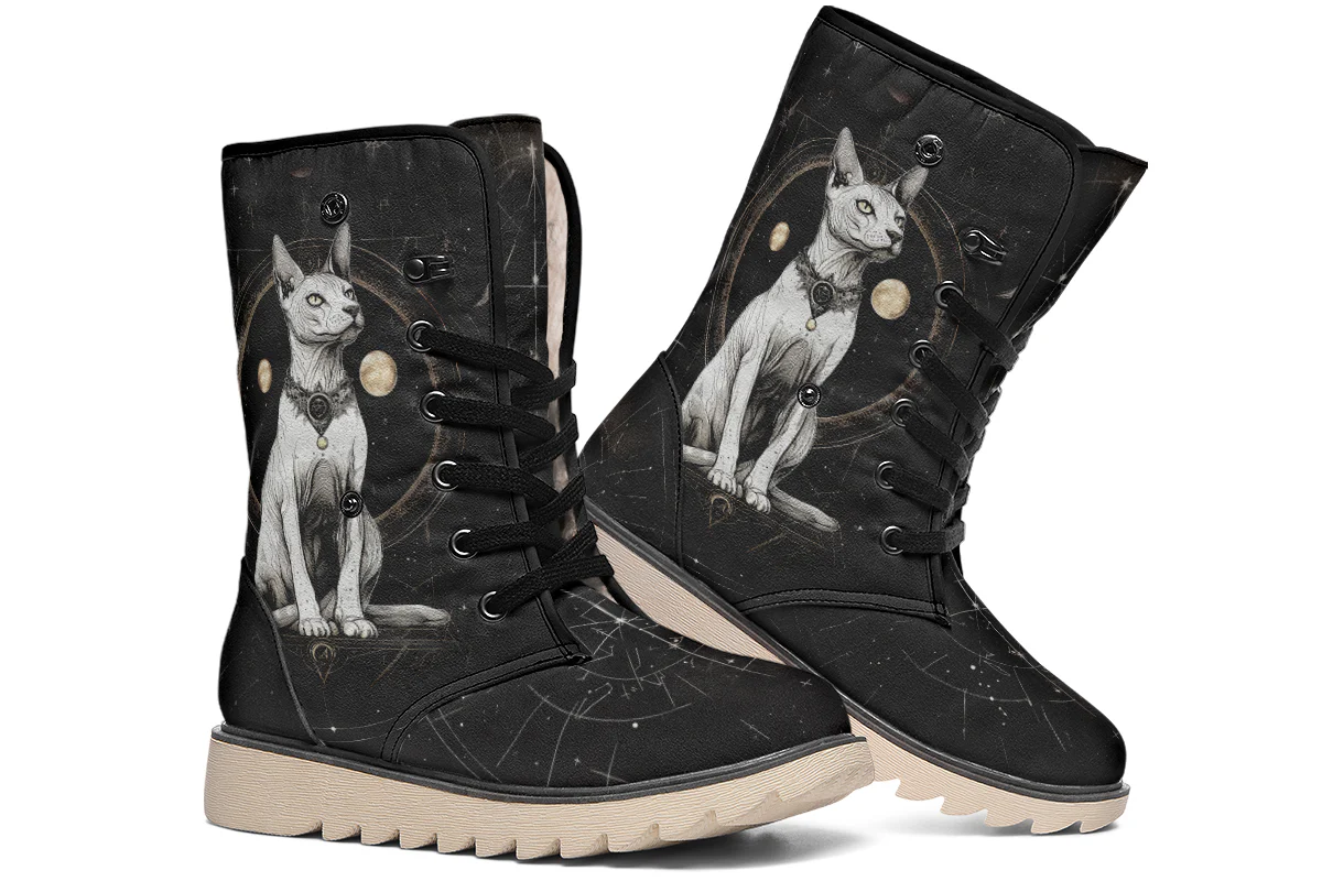 Cosmic Sphynx Cat Fold Over Winter Boots - Image 7