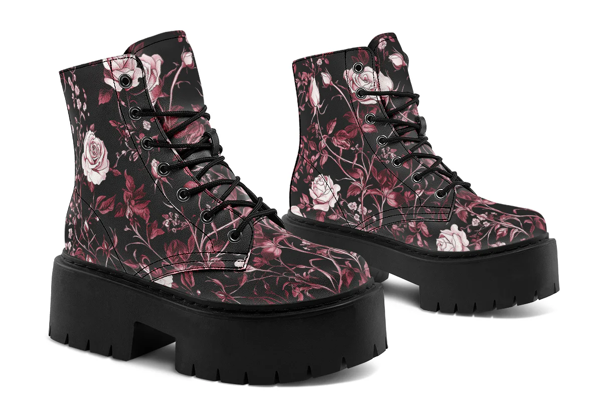 Crimson Rose Romance Platform Boots - Image 4