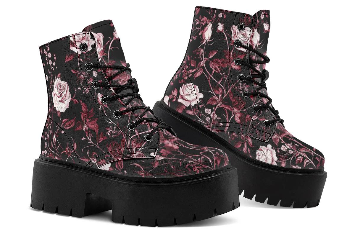 Crimson Rose Romance Platform Boots - Image 5