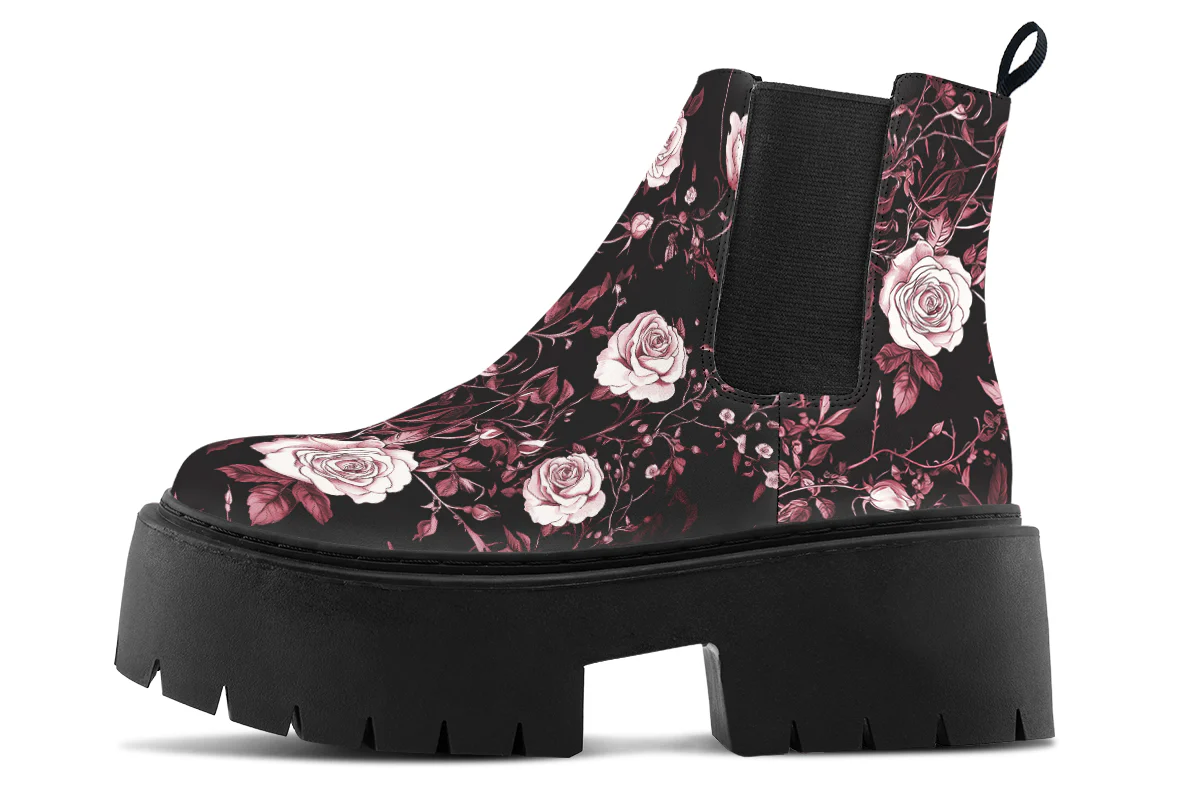 Crimson Rose Romance Platform Chelsea Boots