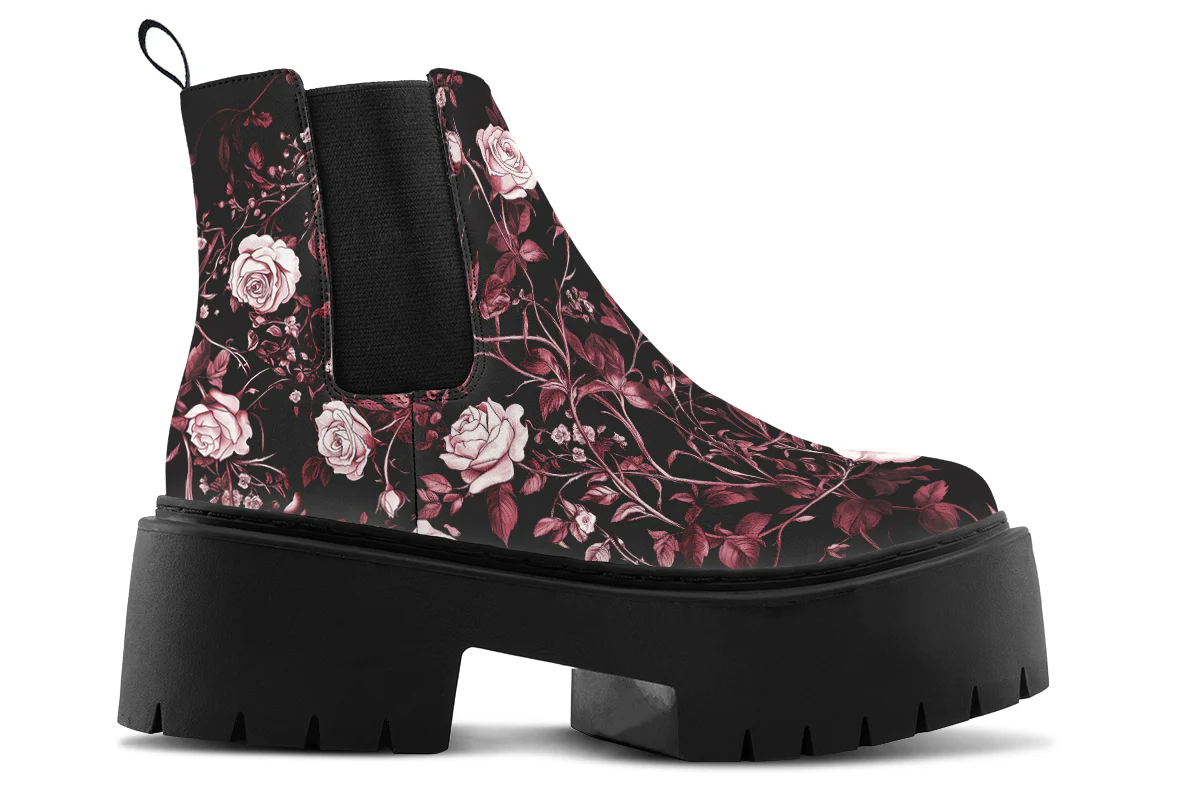 Crimson Rose Romance Platform Chelsea Boots - Image 2