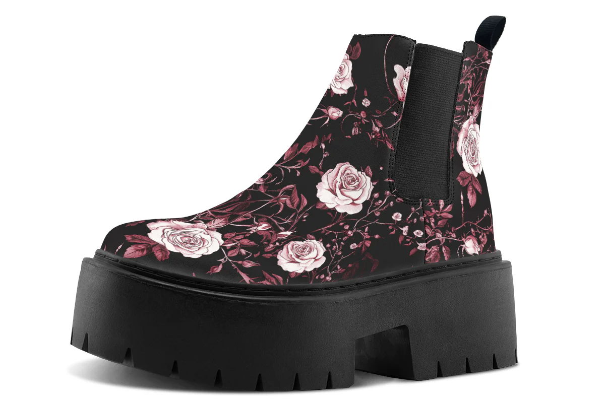 Crimson Rose Romance Platform Chelsea Boots - Image 3