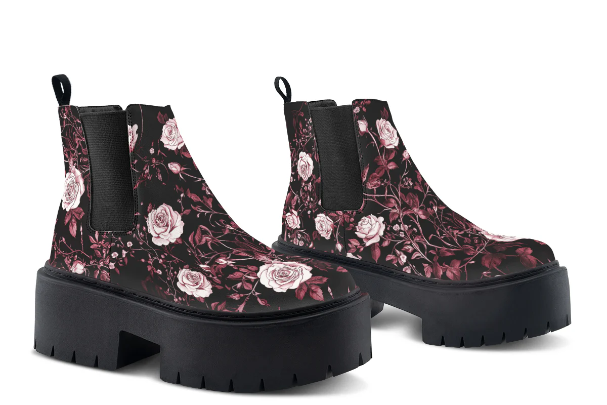 Crimson Rose Romance Platform Chelsea Boots - Image 5