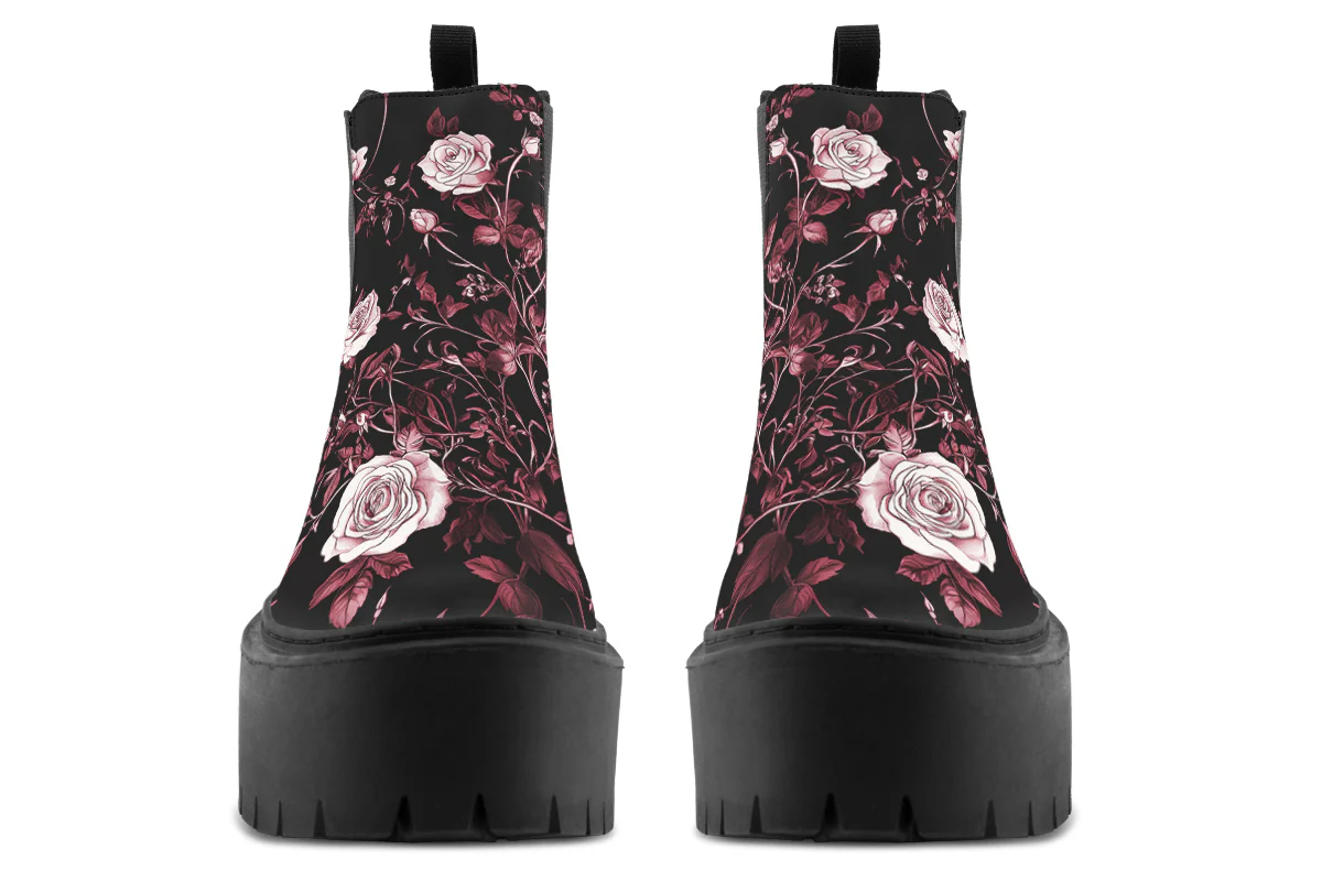 Crimson Rose Romance Platform Chelsea Boots - Image 7