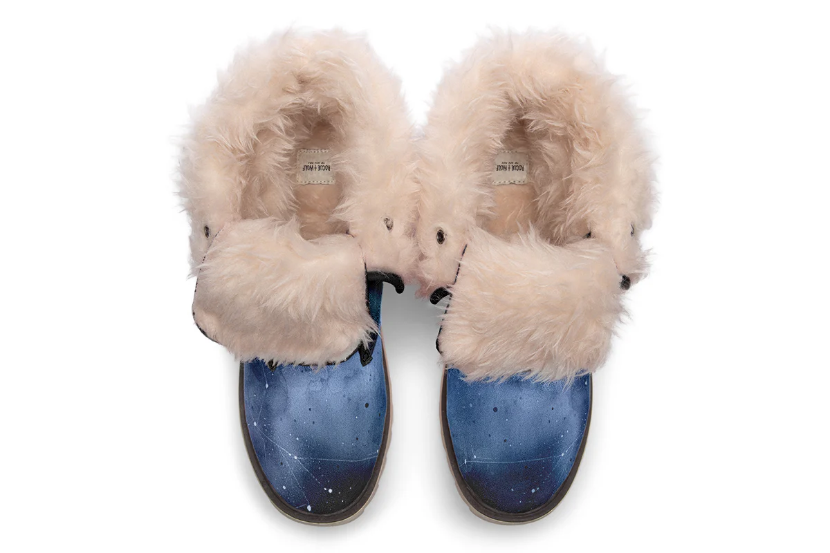 Deep Blue Fold Over Winter Boots - Image 14