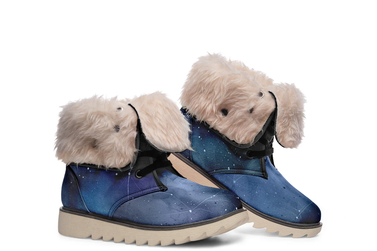 Deep Blue Fold Over Winter Boots - Image 15
