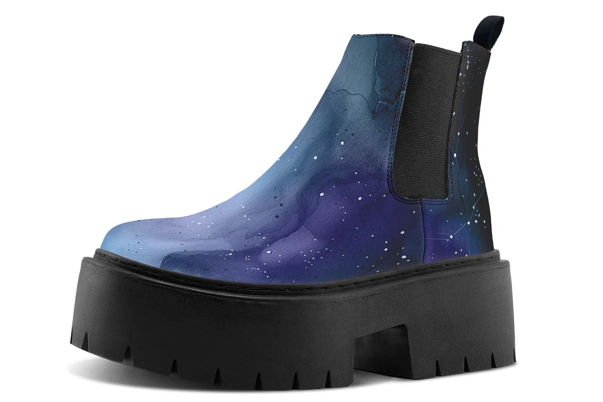 Deep Blue Platform Chelsea Boots - Image 3