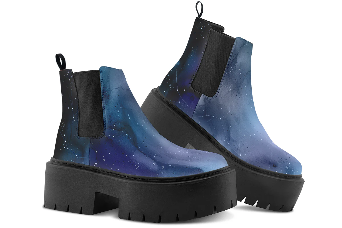 Deep Blue Platform Chelsea Boots - Image 4