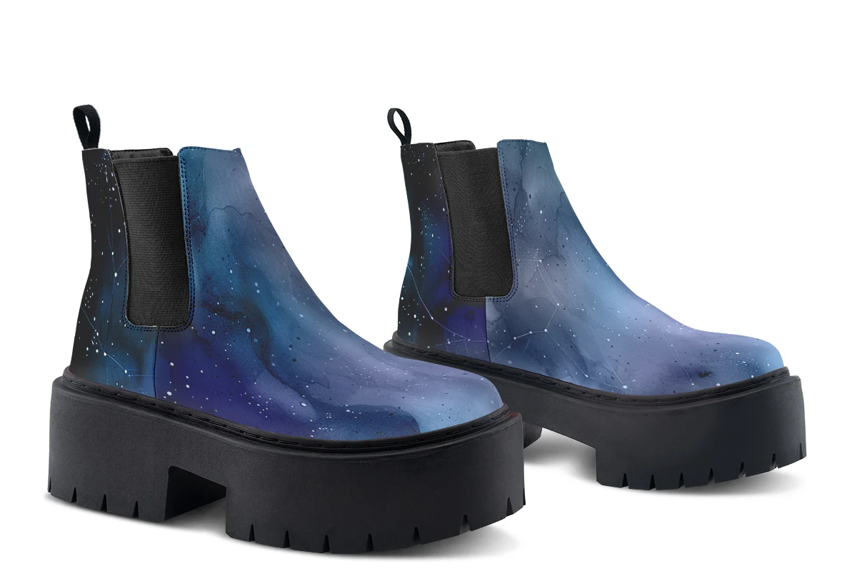 Deep Blue Platform Chelsea Boots - Image 5
