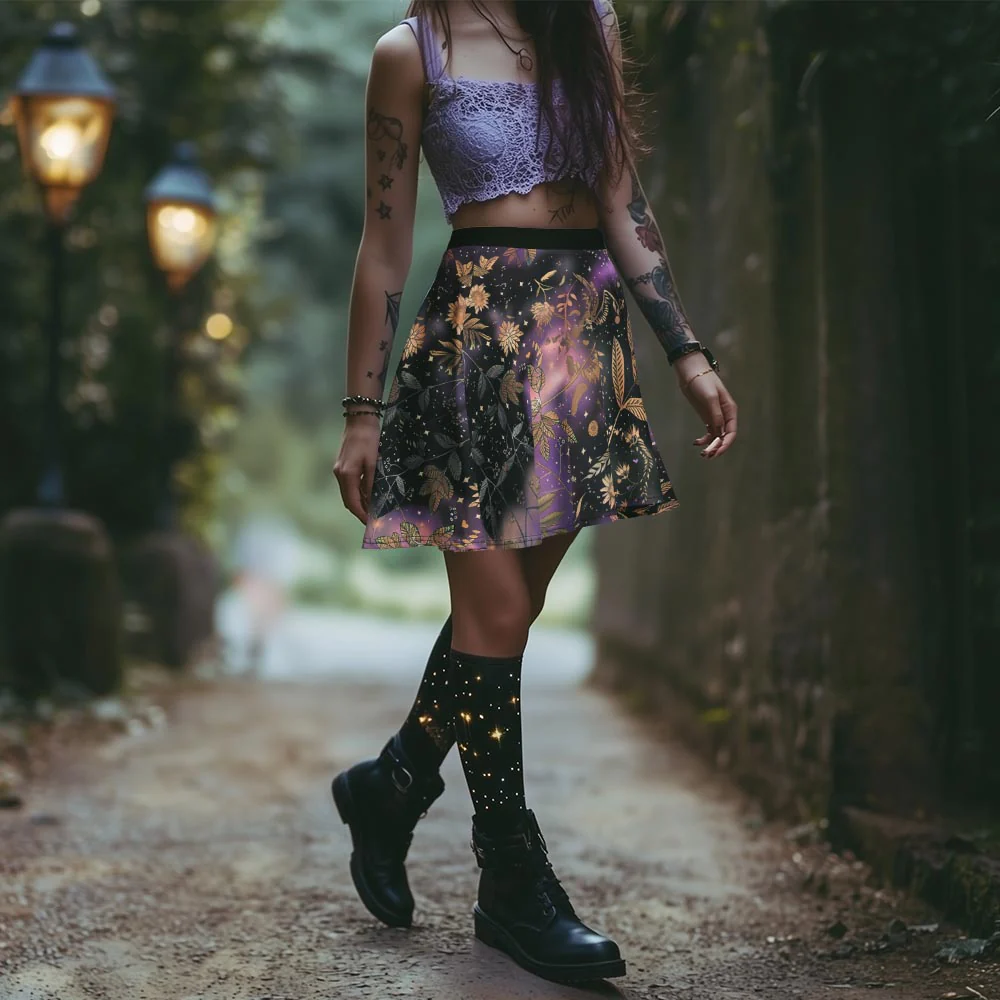 Galactic Bloom Skater Skirt