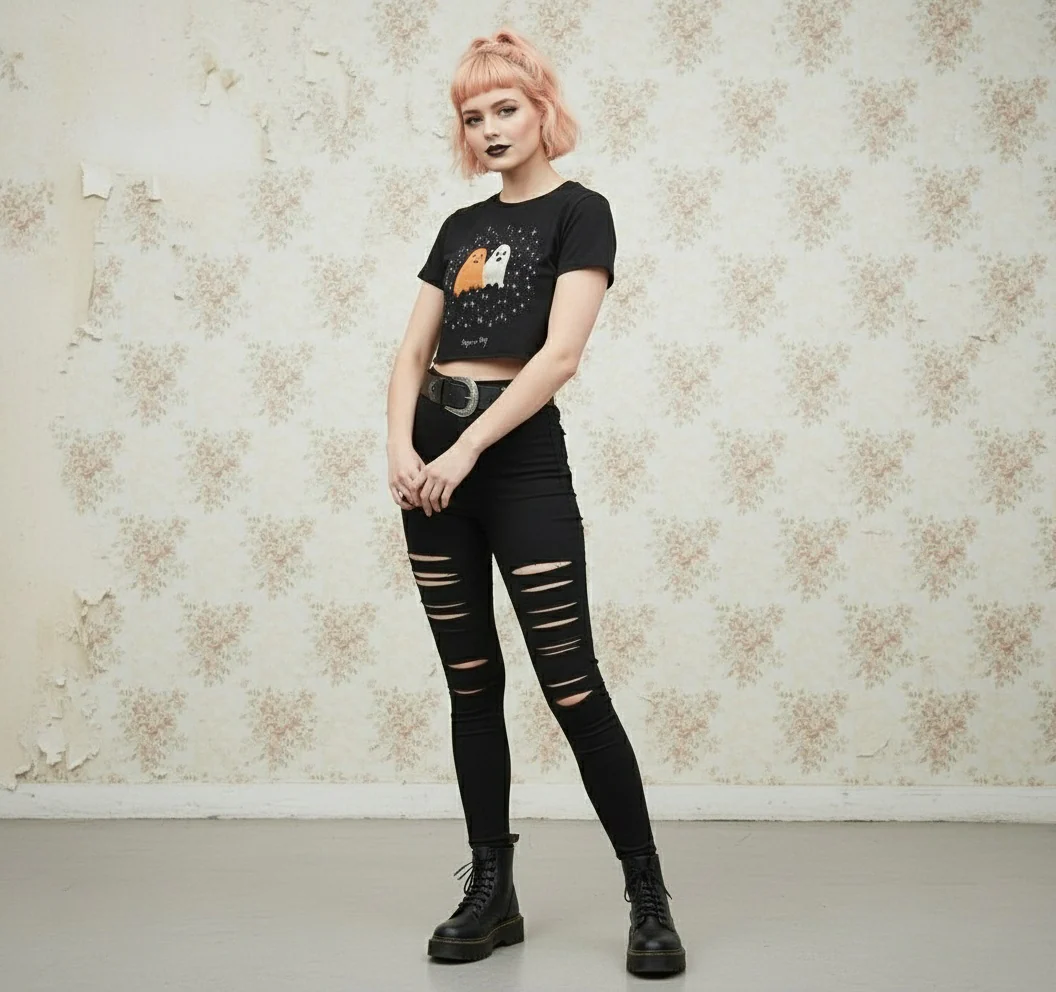 Ghost Besties Short Sleeve Crop Top - Image 7