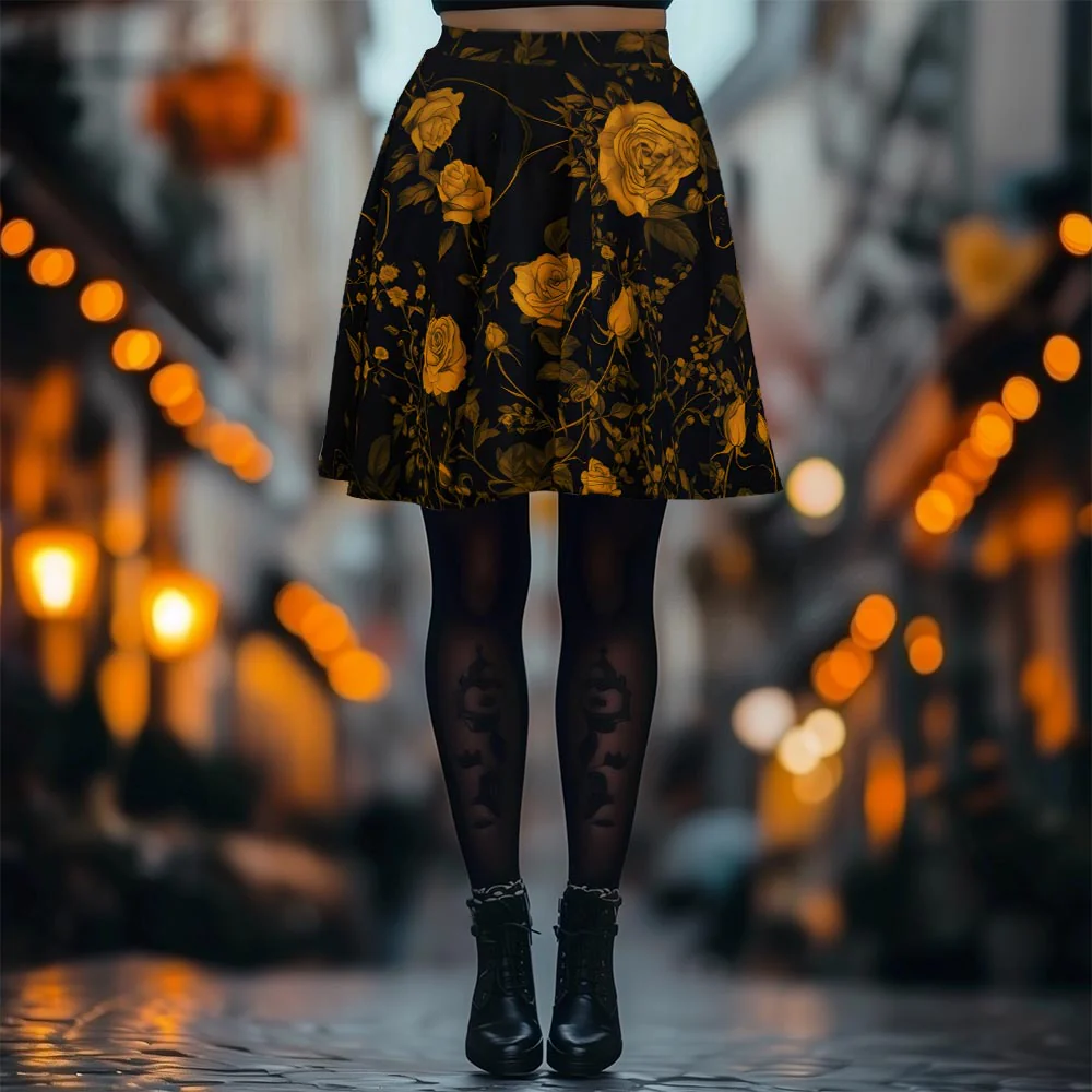 Golden Rose Romance Skater Skirt - Image 2