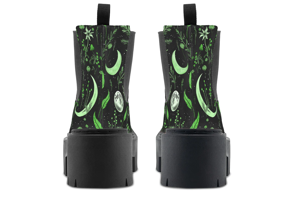 Green Moonlit Botanica Platform Chelsea Boots - Image 6