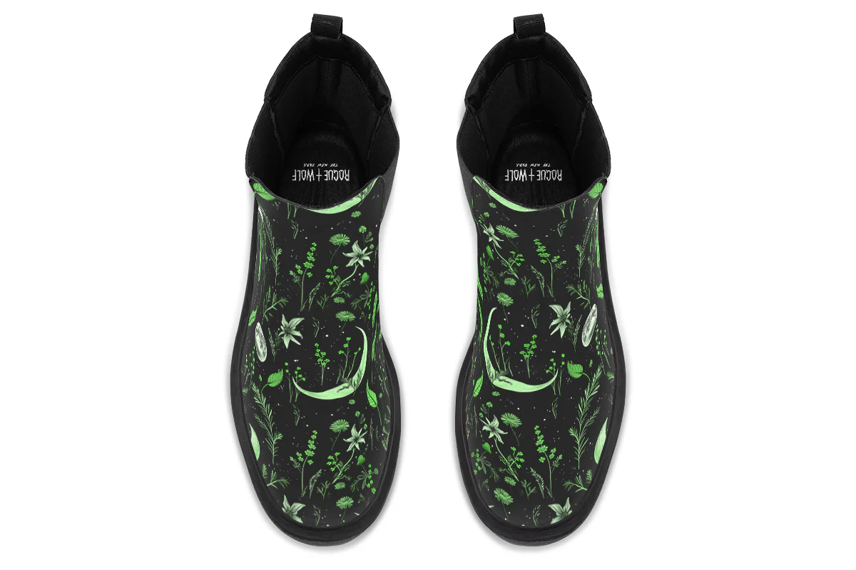 Green Moonlit Botanica Platform Chelsea Boots - Image 8