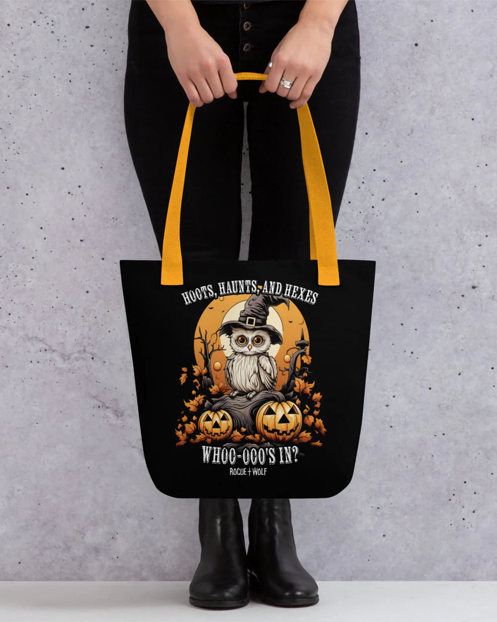 Hoots, Haunts, and Hexes Tote Bag - Image 4