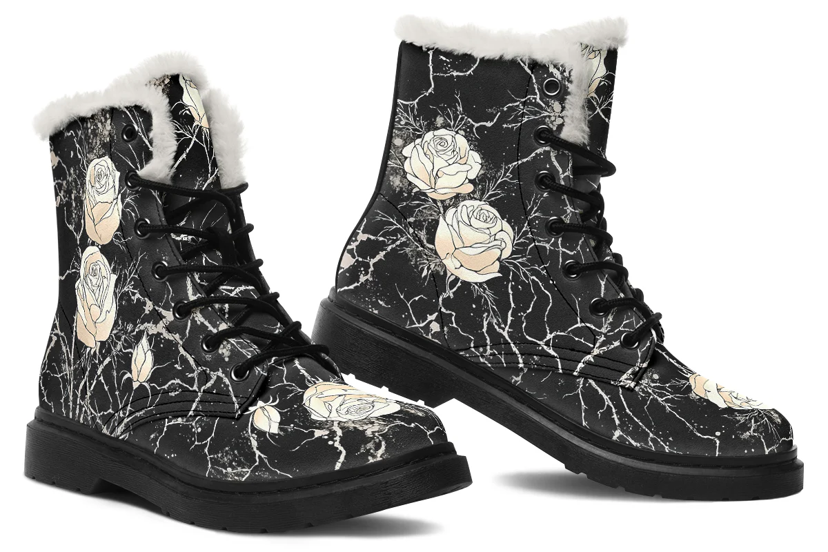 Ivory Kintsugi Rose Winter Boots - Image 5