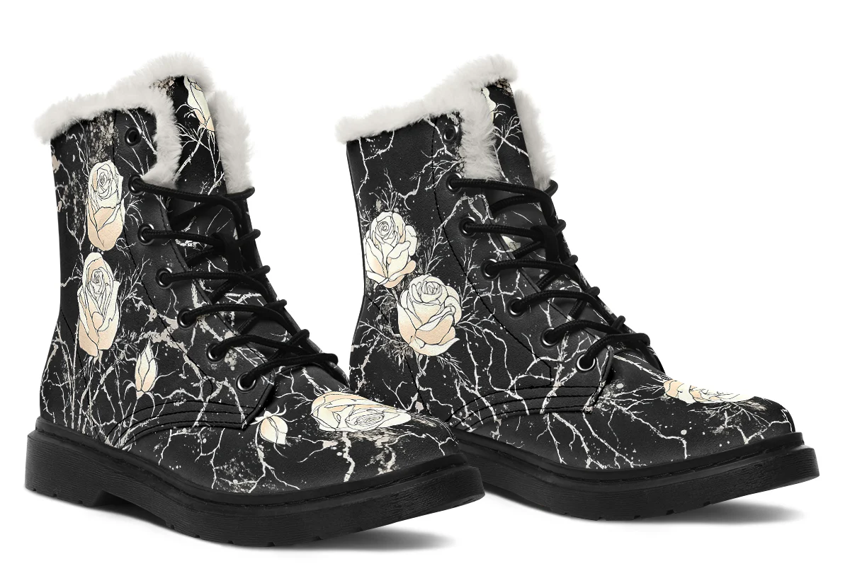 Ivory Kintsugi Rose Winter Boots - Image 6