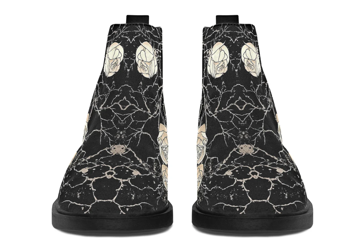 Ivory Kintsugi Rose Chelsea Boots - Image 4