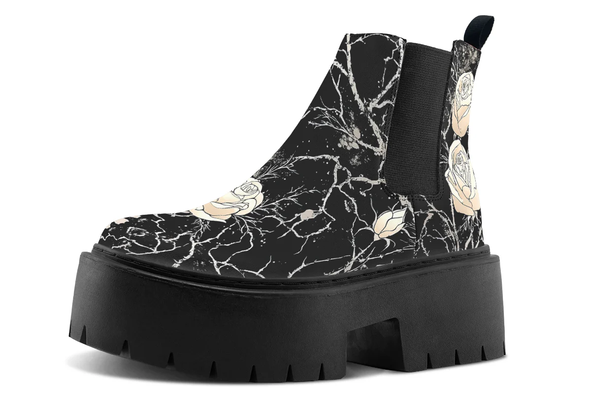 Ivory Kintsugi Rose Platform Chelsea Boots - Image 2