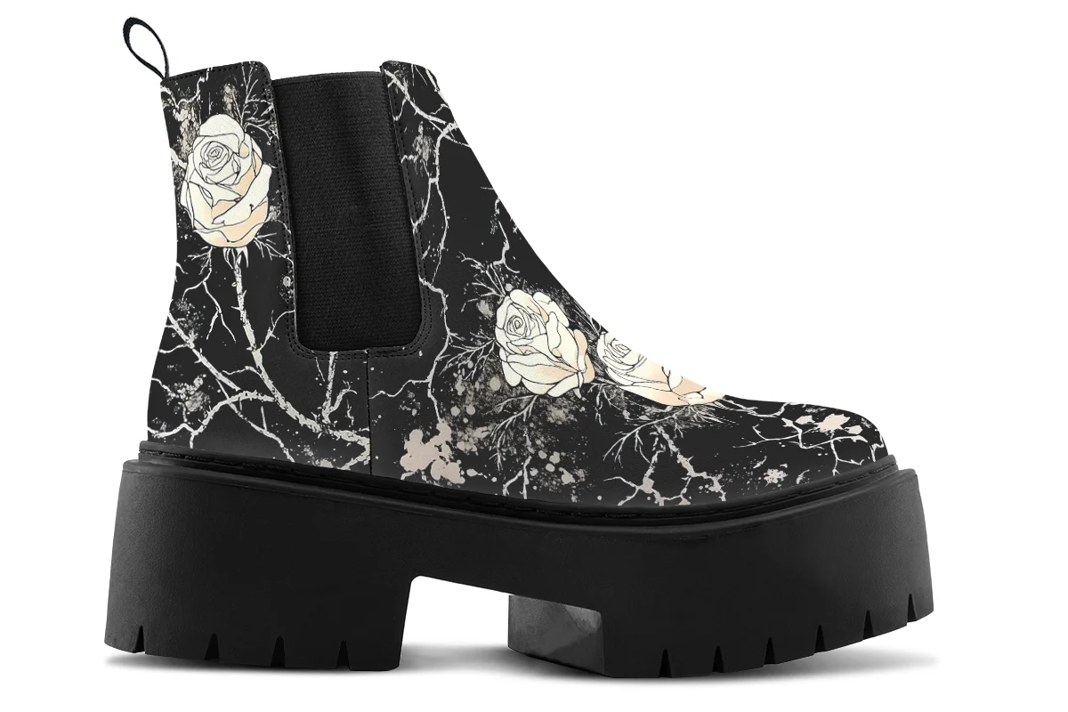 Ivory Kintsugi Rose Platform Chelsea Boots - Image 3