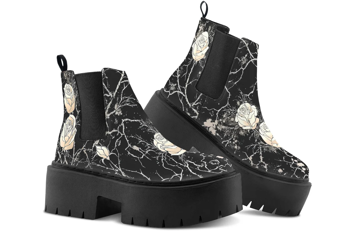 Ivory Kintsugi Rose Platform Chelsea Boots - Image 4
